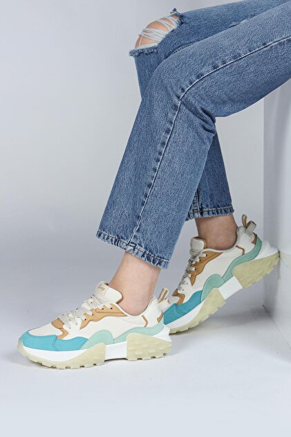 Jump 29780 Bej - Mint - Mavi Kadın Sneaker Günlük Spor Ayakkabı