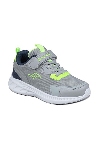 Jump 28106 Cırtlı Açık Gri - Neon Yeşil Üniseks Çocuk Sneaker