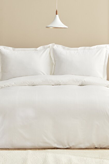 Uniq %100 Pamuk Saten King Size Nevresim Takımı Beyaz