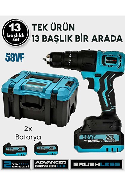 EKİNLER Akülü Kömürsüz 13 Başlıklı Multi Makina Seti 58Vf Çok
