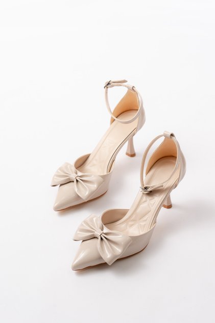 Women's Bow 🎀 Evening Dress Patent Leather Heeled 7cm Stylish Shoes