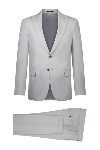 Gray Slim Fit Pointed Collar Classic Suit
