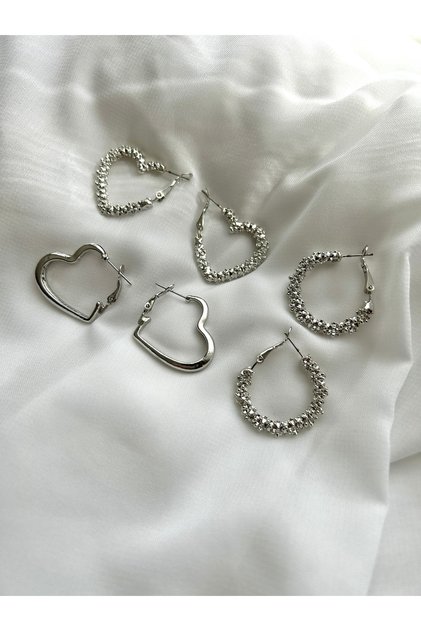 6 Heart Hoop Earrings