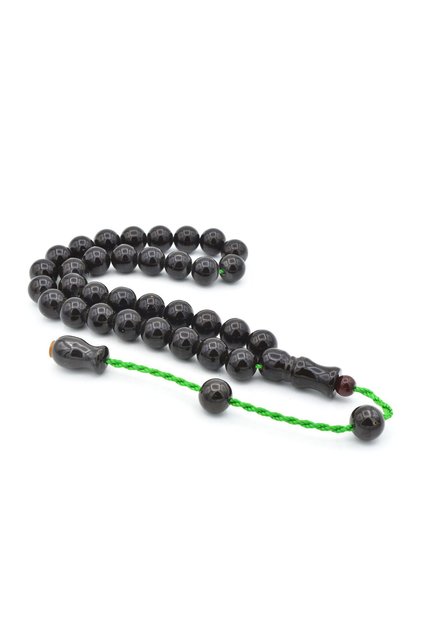 Şükrü Baba Made Sphere Model Large Dark Green Squeeze Amber Prayer Beads