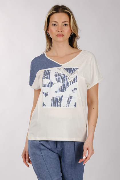 Oversize V Yaka Kısa Kol Kadın T-Shirt - Minimalist Stil