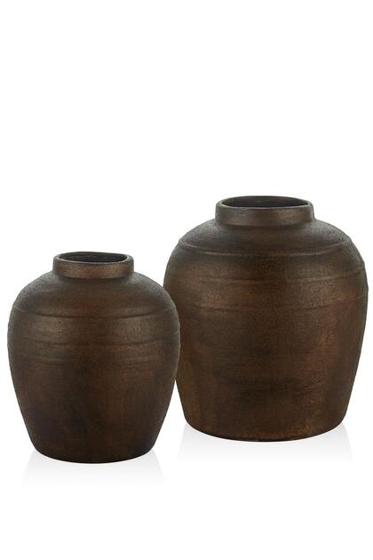 Provence 2li Vazo Seti Kahve 25*25*28 - 23*23*25 Cm