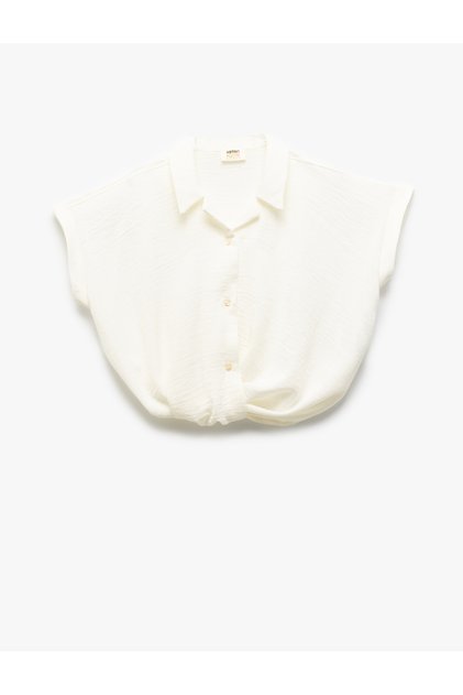 Short Sleeve Front Tie Crop Shirt