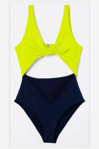 Db20097m Siyah Neon Sarı Önü Açık Fiyonklu Kaplı Mayo