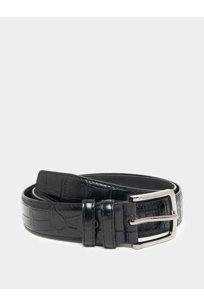 Croc Texture Belt with Metal Buckle