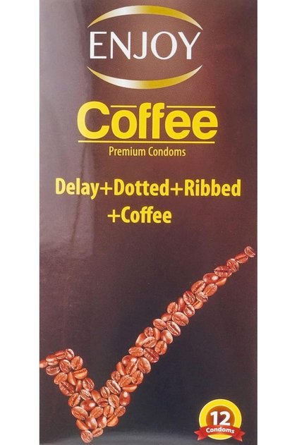 Dotted and Ribbed Condoms in Coffee Flavor - 12 Pieces