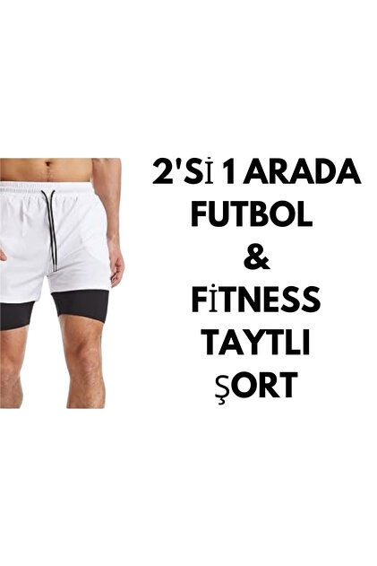 2'Sİ 1 ARADA FUTBOLCU-GYM-FİTNESS-ANTRENMAN-KOŞU KISA TAYTLI ŞORT- TAYTLI ŞORT BİRLEŞİK 2'Sİ 1 ARADA
