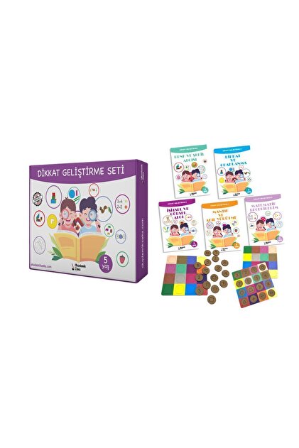 akademik zeka 5 Yaş Dikkat Geliştirme Seti (5 KİTAP VE PİYON SETİ