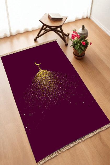 Decorative Digital Printed Black Non-Slip Base Prayer Rug Prayer Rack 75x120