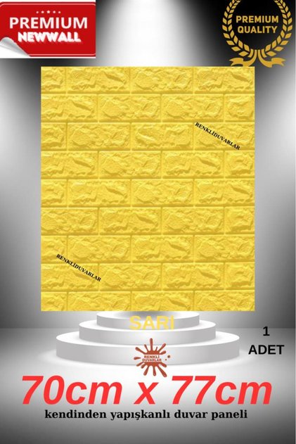70x77cm 1Adet Yapışkanlı Sarı Sünger Duvar Paneli 3D Kabartmalı Karavan Salon Duvar Kağıdı Nw138