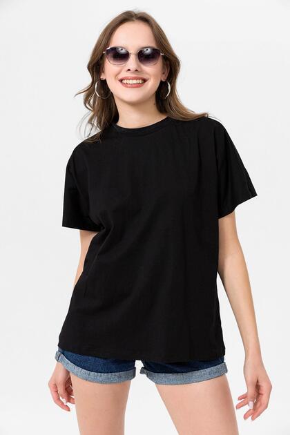 Şimal Kadın Bisiklet Yaka Oversize T-Shirt 260021 - - Fiyatı