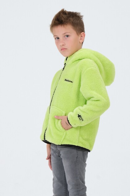 Embroidery Detailed Plush Hooded Cargo Pocket Top