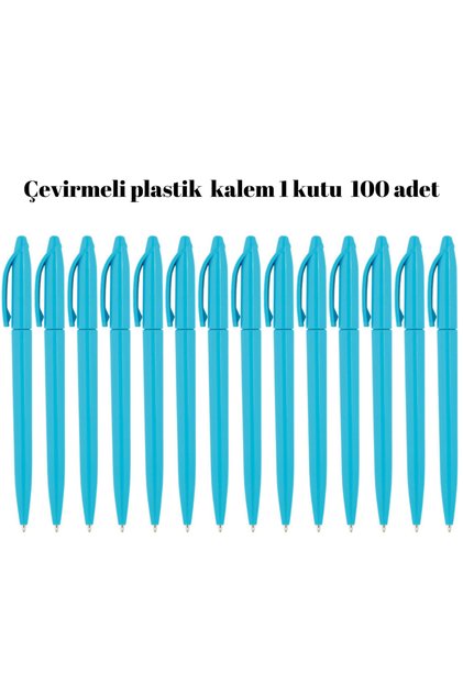 Plastik Tükenmez Kalem 100 adet tükenmez kalem mavi renk yazmaktadır ÇEVİRMELİ