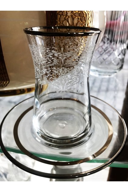 Platin Çay Takımı 2 Parça Tek Kişilık Kişiye Özel 1 bardak 1 tabaklı