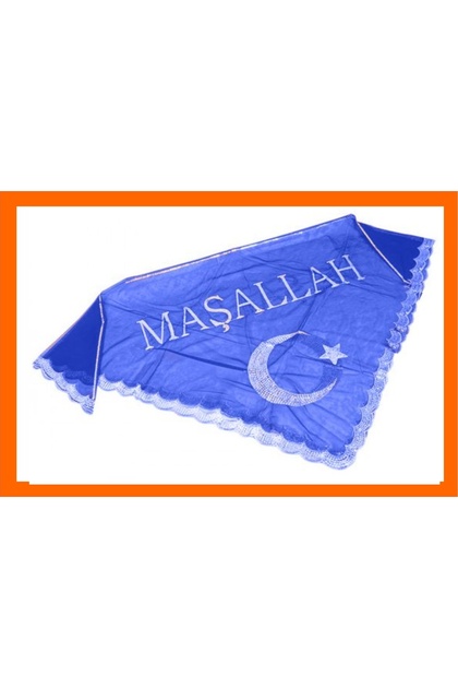Περιτομή Πέπλο Mashallah Γραμμένο Μπλε Χρώμα (σε σχήμα τριγώνου)