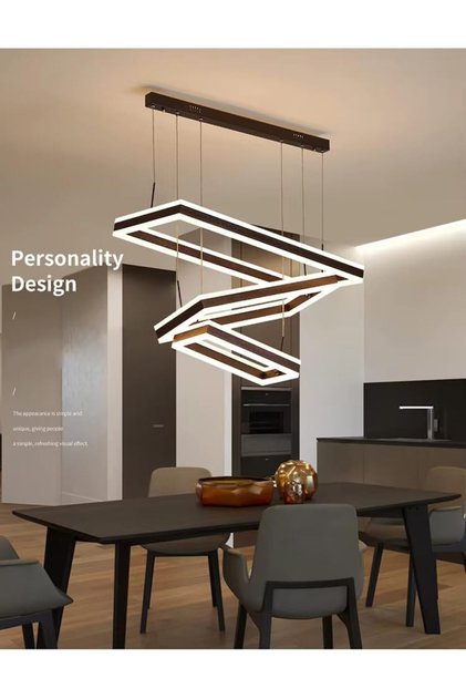 AFN Minimalist Black Square Pendant Chandelier LED Ceiling Lights for Living Room Kitchen Chandelier