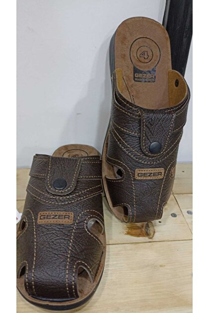 エンドレスパペット 汽車男 Gezer 09878 Rahat 4 Nokta Taban Kapalı Erkek Terlik Sandalet