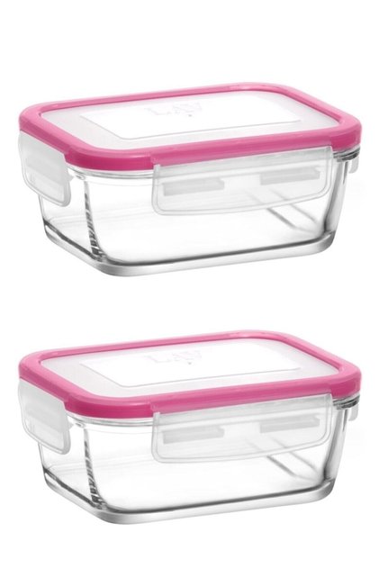 Fresco Pink Lid 2-Piece Storage Container Breakfast 400cc Frs-237