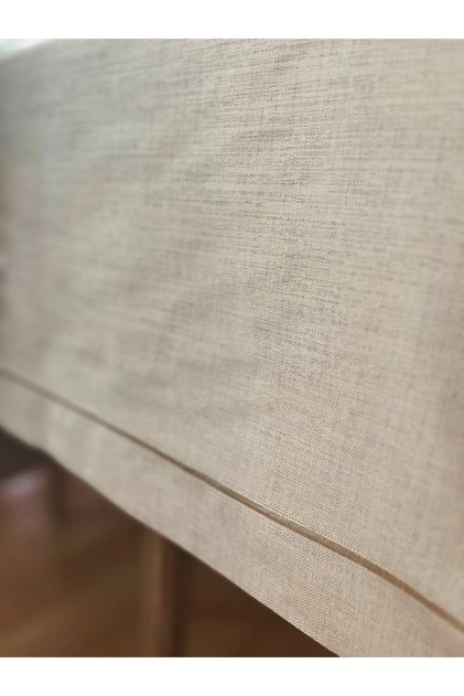 Piko Sarma Detaylı Polyester Keten Dertsiz Masa Örtüsü Kapuçino