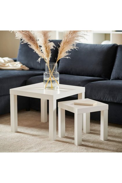Set of two nested side tables, white, one 35*35 cm and the other 55*55 cm