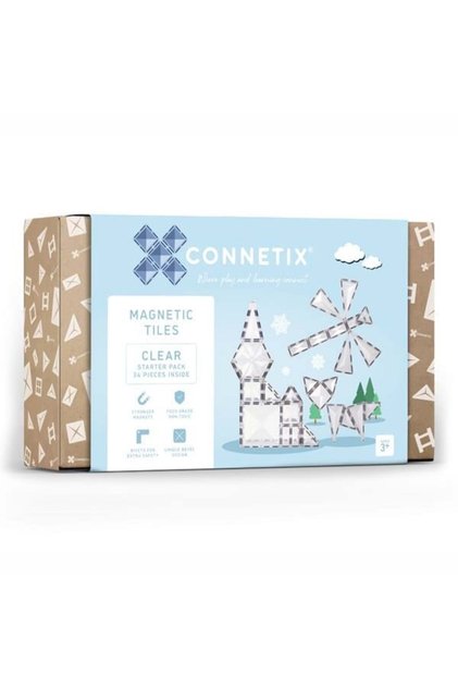 Set De Constructie Magnetic, 34 Piese Transparente, Forme Geometrice, Clear Magnetic Tiles