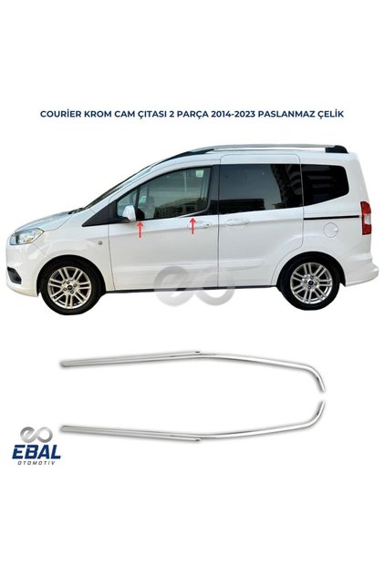 Ford Tourneo Courier Krom Cam Çıtası 2 Parça Uyumlu 2014-2023 Paslanmaz Çelik
