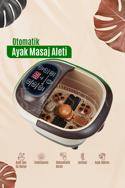 Otomatik Masaj Fonksiyonlu Akapuntur Ayak Bakımı Isıtmalı Dokunmatik Ayak Spa Su Banyo Masaj Aleti