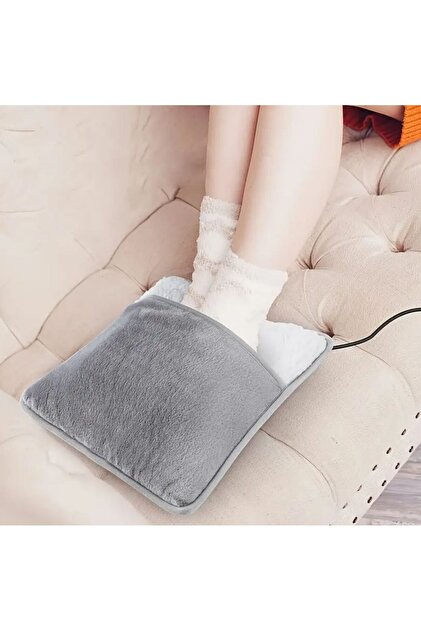 Elektrikli Ayak Isıtıcı, Yumuşak Peluş Yıkabilir Kare Ayak Isıtma Pedı, USB, Taşınabilir