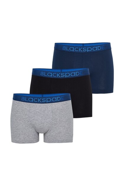 Erkek Boxer 3lü Paket Modern Basics 9472 - Gri Lacivert Siyah