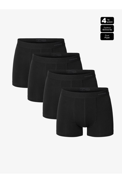 Erkek Boxer 4lü Paket Tender Cotton 9690 - Siyah
