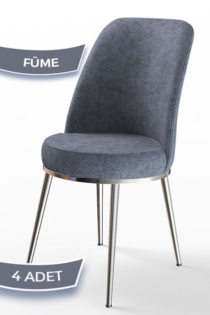 Dexa Serisi Füme Renk 4 Adet Sandalye, Renk Füme, Ayaklar Krom