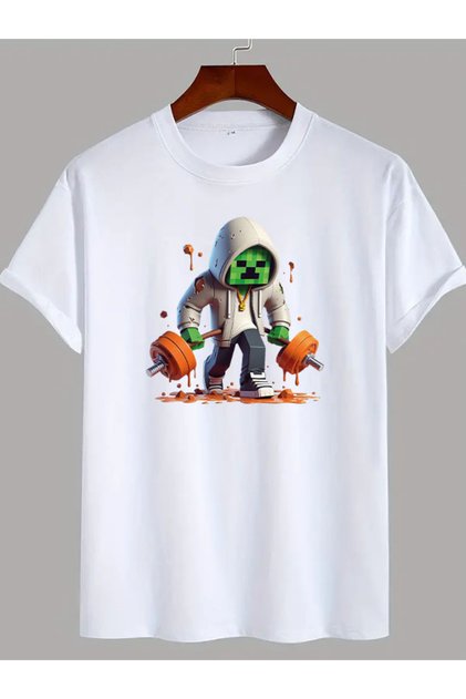 Mınecraft3D Design Printed Oversize T-Shirt
