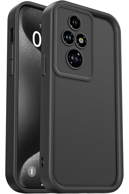 Honor 200 Case Soft Textured Shock Absorbing Black Silicone Cover with Camera Protection