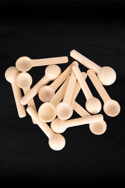 12' Natural Wooden Mini Round Scale Spoon 7 cm