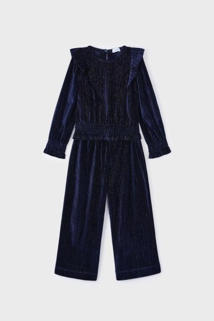 Suede Shiny Girl Suit - Navy Blue