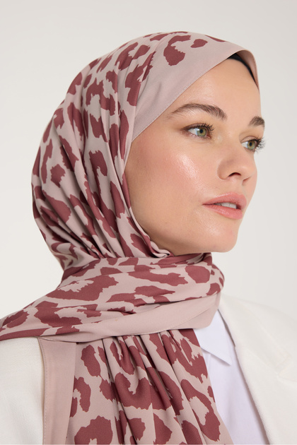 Pure Tone Shawl - Leopard Pattern - Latte - Kurugül