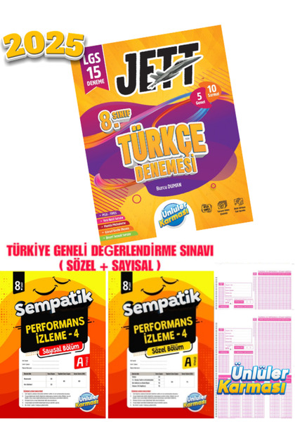 Ünlüler Karması Yayınları 8.Sınıf Jett Türkçe 15 Deneme + Türkiye