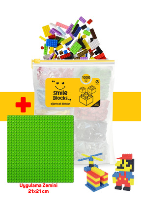 p parti oyunevi Smile Blocks Yeşil Zeminli 300 Parça Fermuar