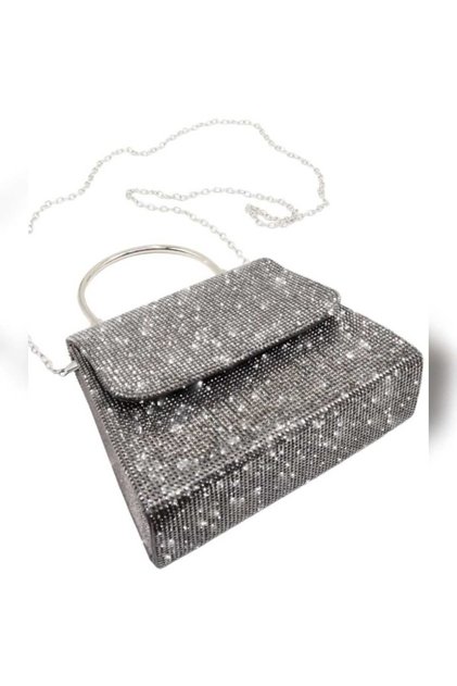 Women's Platinum Stone Evening Dress Bag. Clutch Evening Bag. Invitation Bag. Vr415