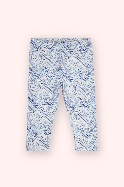 Baby Girl Elastic Waist Printed Blue Tights