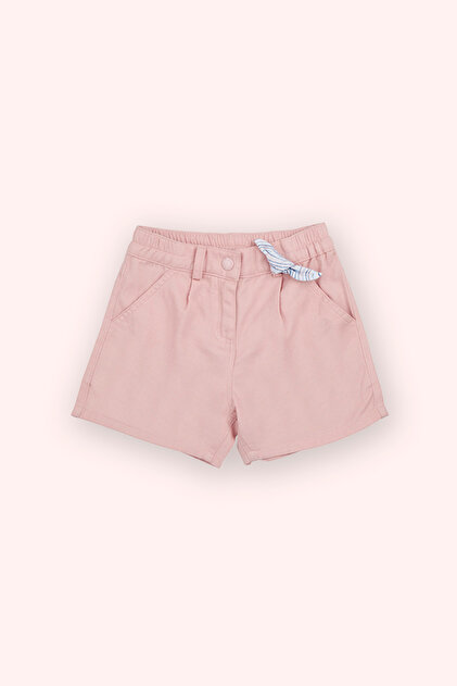 Baby Girl Pink Shorts with Elastic Waist and Bow Detail