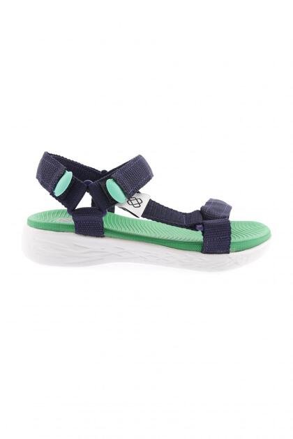 103-23Y Women's Strappy Velcro Sandals Navy Blue Green