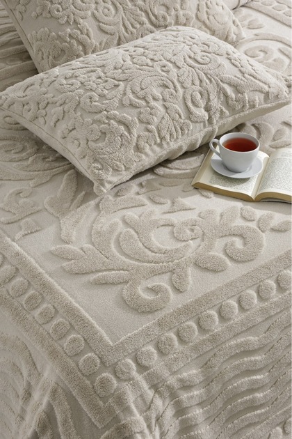 Loselya Bej Bohem Yatak Örtüsü 220 X 240 Çift Kişilik Peluş