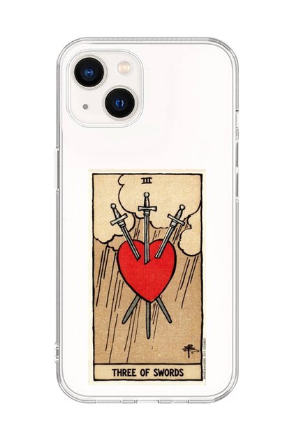 iPhone 15 Compatible Transparent Case Three of Swords Design