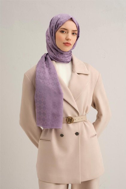 Elegance İpek Pamuk Kare Monogram Şal 10071