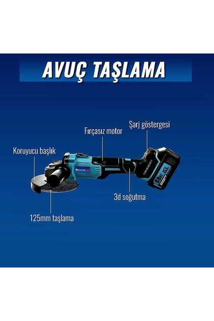 EKİNLER Akülü Süper 6lı Set Makina 88vf 5ah 125mm Avuç Taşlama
